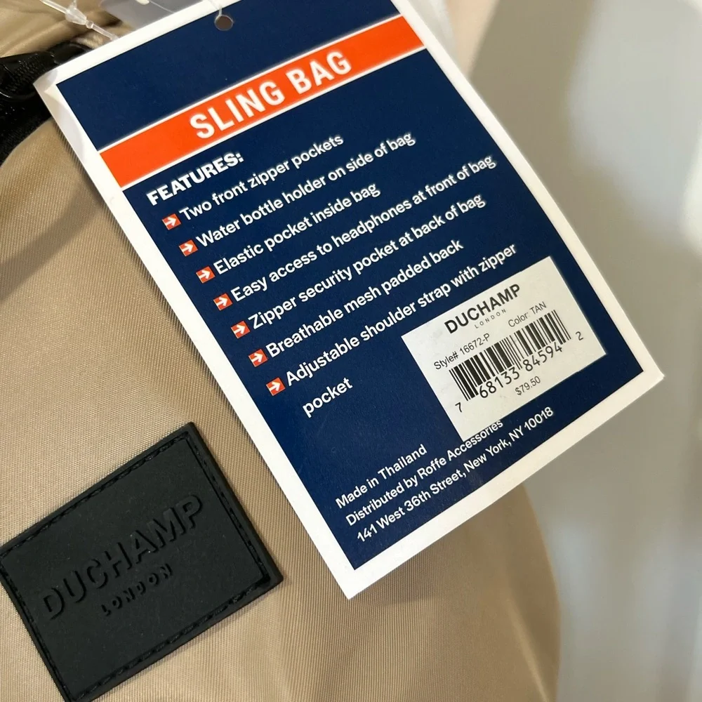 Duchamp London Unisex Crossbody Sling Bag Backpack Tan black - Picture 3 of 6